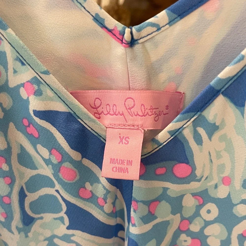 Lilly Pulitzer Blue and Pink Floral Chemise - Picture 2 of 3